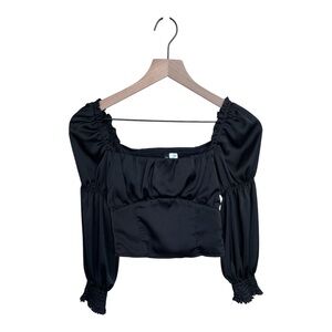 H&M Satin Crop Top - Black XXS